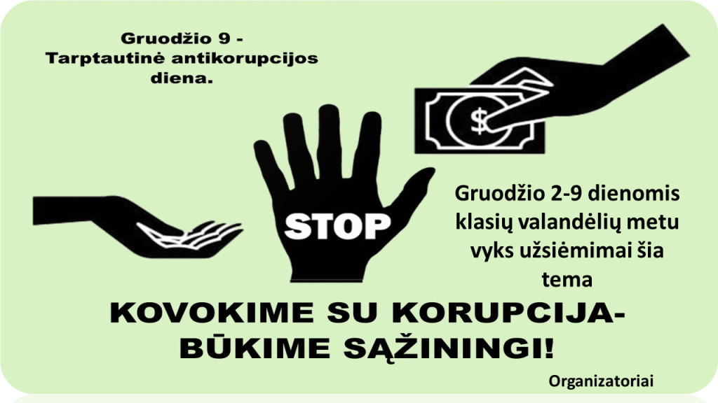 Minėsime Tarptautinę antikorupcijos dieną!